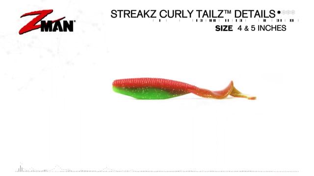 Leurres Zman StreakZ Curly TailZ 5 Pouces, Paquet De 4, Coloris Nuked Pilchard Glow