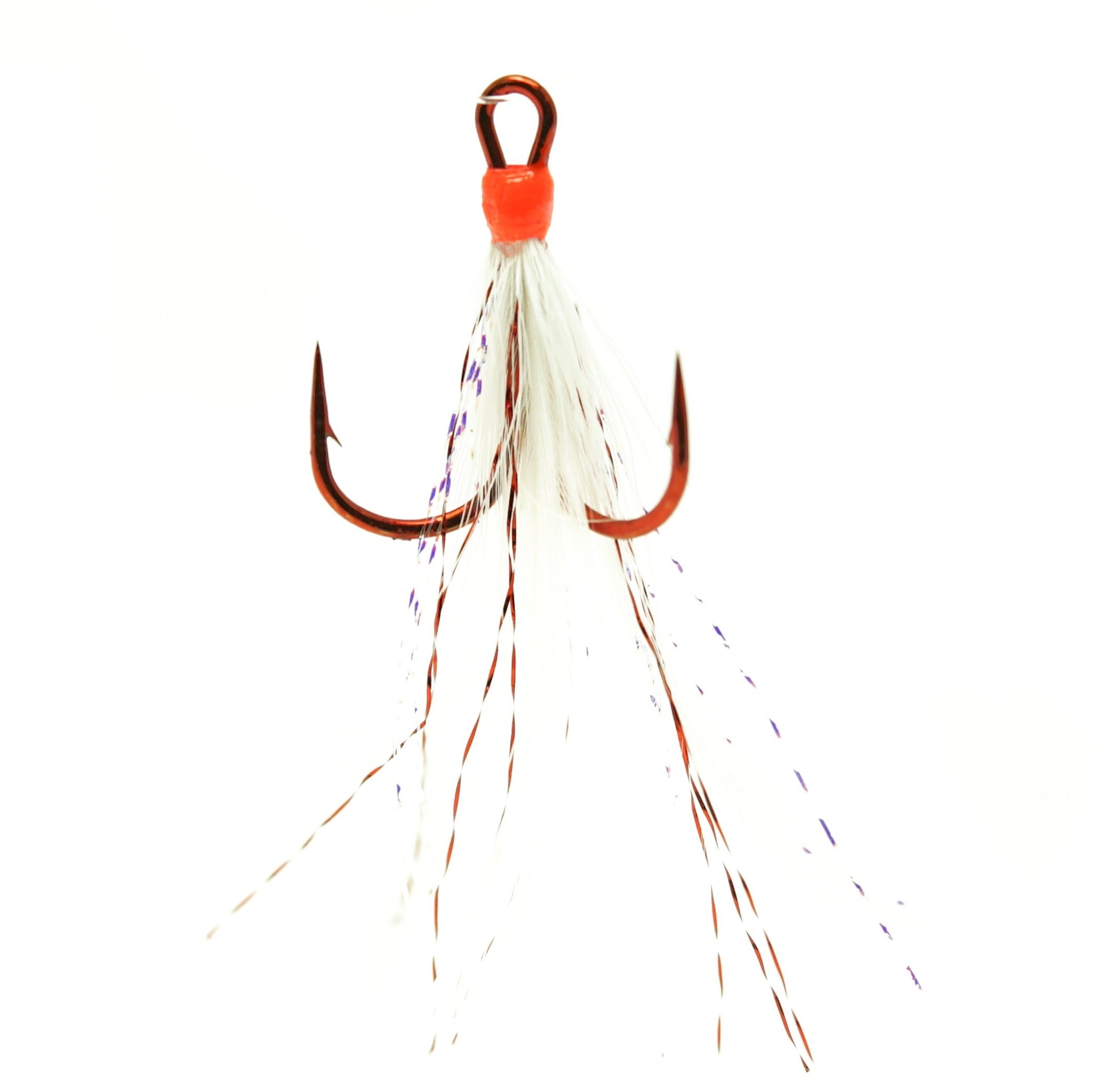 6 Bucktail Dressed Treble Teaser Hooks (# 2, Natural/Off White) 3561E  CLOSED EYE