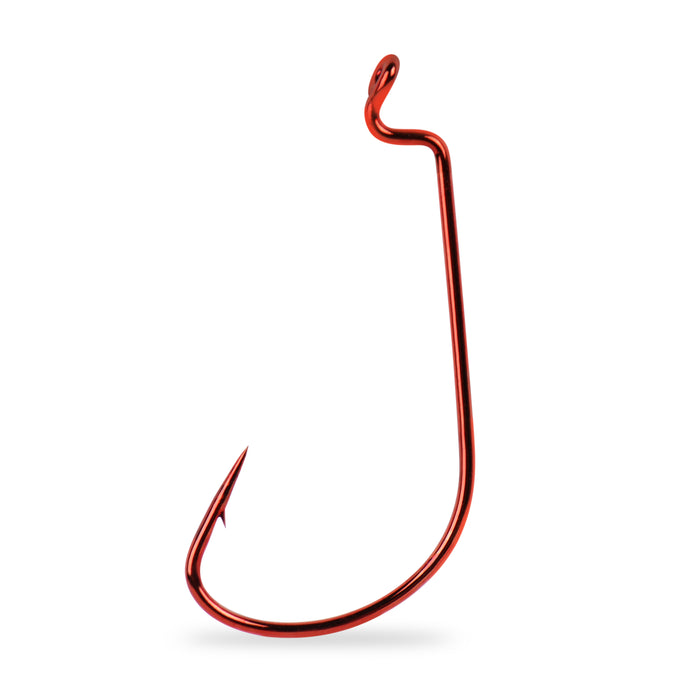Mustad Red Mega Bite Wide Gap Offset Worm Hook 25 pack