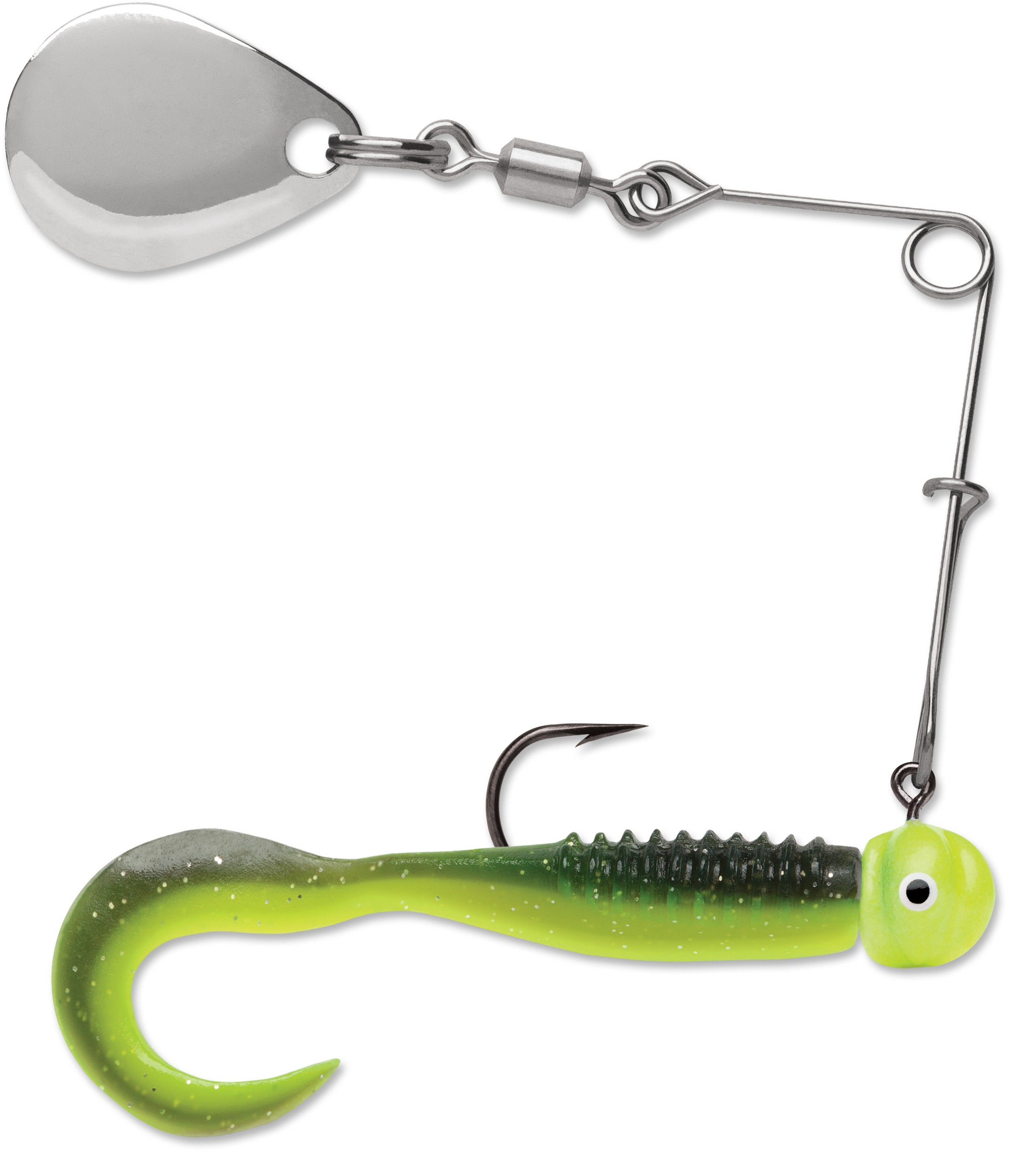 VMC Curl Tail Spinnerbait Black Chartreuse Glow / 1/8 oz
