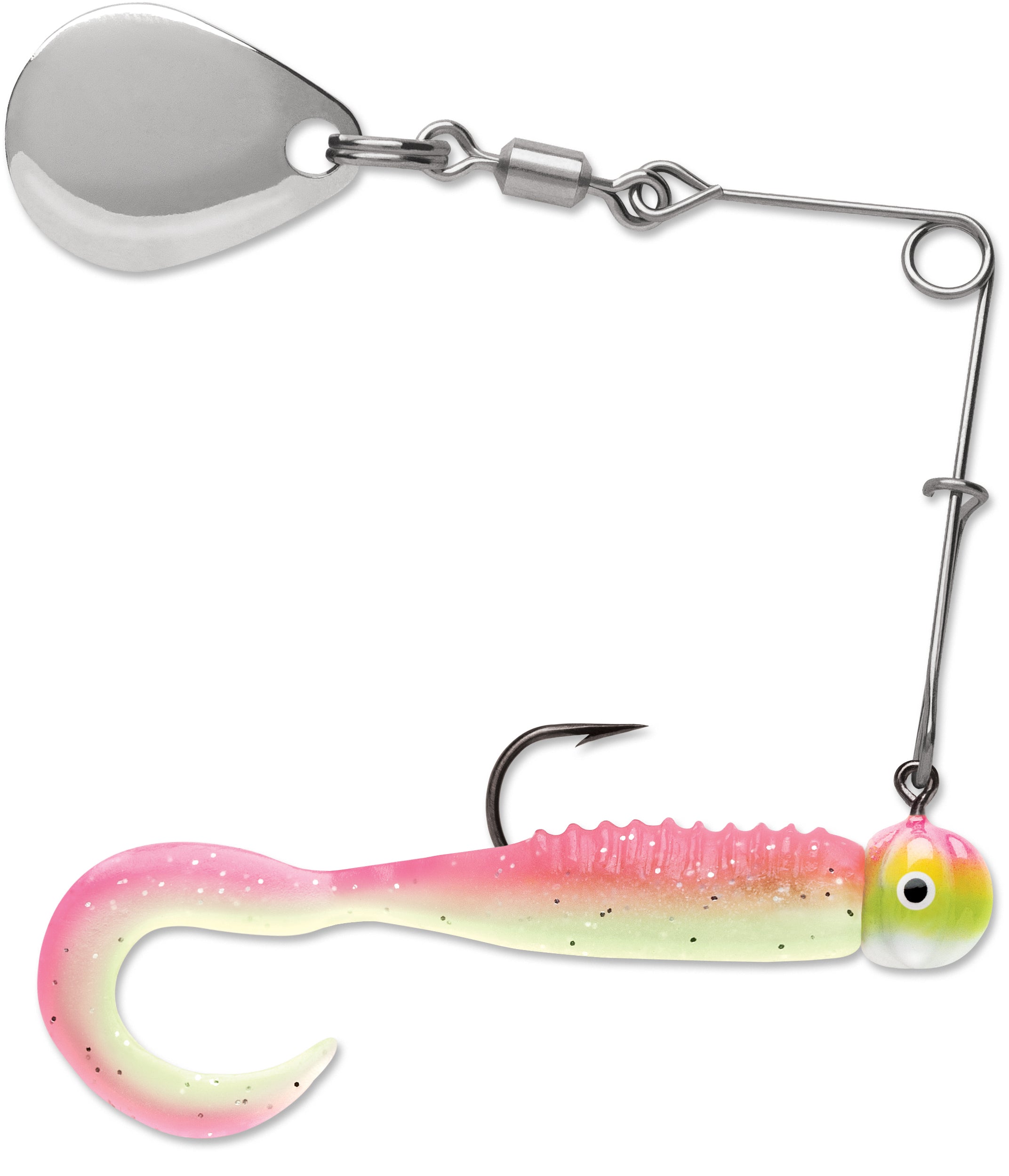 VMC Curl Tail Spinnerbait Pink Chartreuse Glow / 1/16 oz