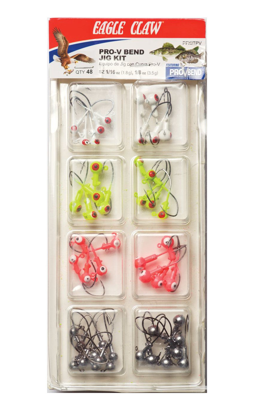 eagle claw go fish extreme tackle box kit Eagle Claw Pro-V Bend Jig Kit 48-Piece Jighead Assortment — Discount Tackle
