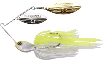 Bass spinnerbait blue and white