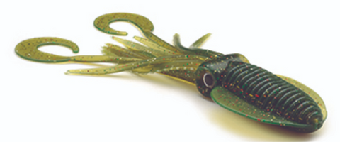 P-Line Twin Tail Squid, Motor Oil, 7