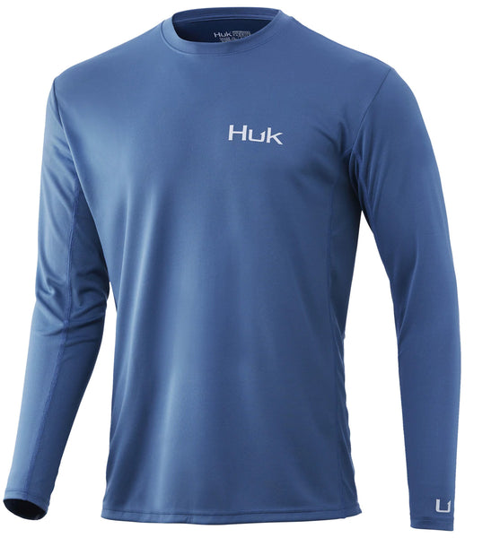 Huk Men's Icon x Long Sleeve Shirt, Small, Titanium Blue