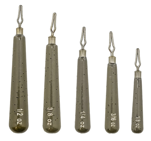 Departure Outdoors Tungsten Skinny - Drop Shot Weights - 5 Pack - Green Pumpkin Black Flake