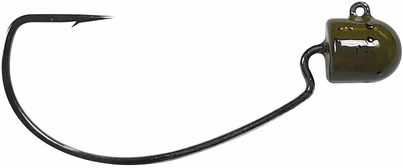 big w fishing hooks Shorty Head (Color: Green Pumpkin, Weight: 3/16 ounce) I Bass Terminal Tackle I Big Bite Baits