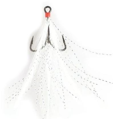 2 Ami Tripli Mustad 3/0 Con Coda Di Bucktail - Per Luccio E Spigola - Colore Arancione - Premium USA