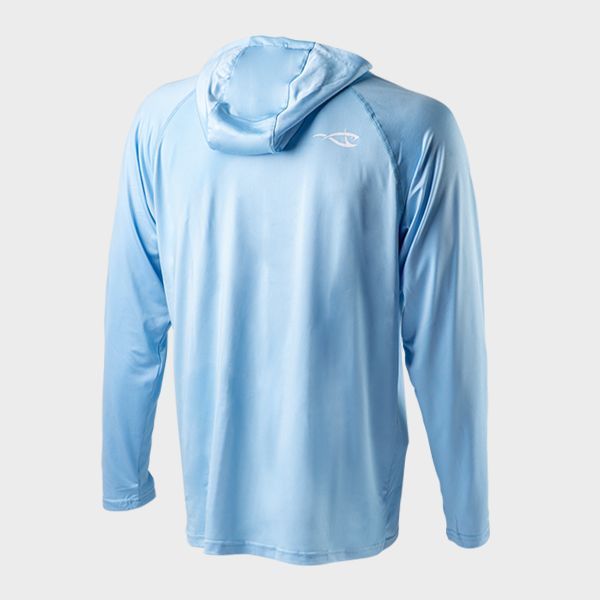 Seaguar UV Long Sleeve Hooded Performance Sun Shirt Aqua Blue / 2XL