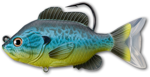 LIVETARGET Sunfish Soft Body Top Hook Swimbait Blue Yellow Pumpkinseed