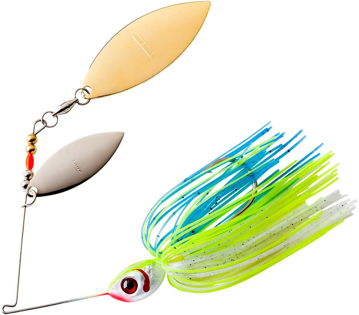 Booyah Glow Blade Spinner-Bait Bass Fishing Lure Chartreuse Pearl  White/Chartreuse White Double Willow (3/