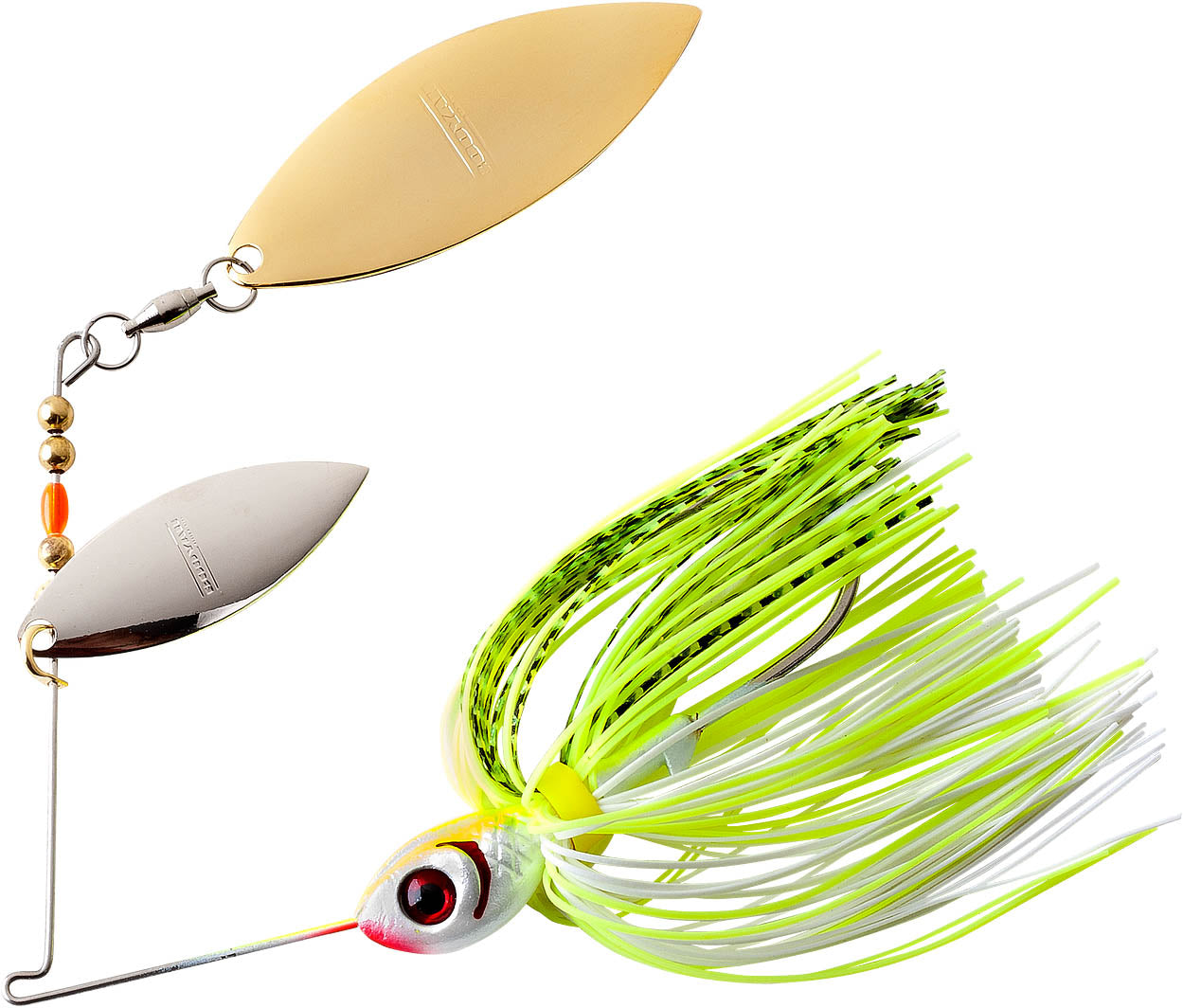Booyah Double Willow Blade Spinnerbait 1/2 oz Chartreuse White Shad