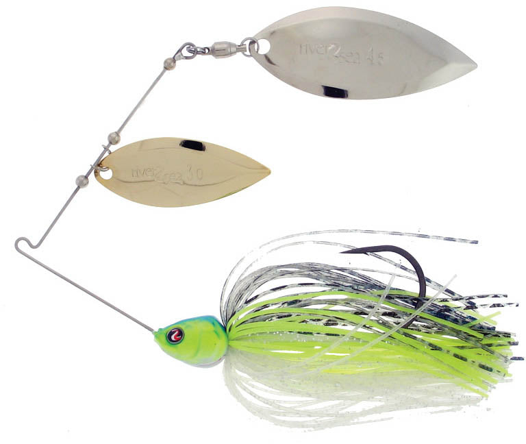 devcon 2 ton fishing lure River2Sea Ish Monroe Bling Double Willow Spinnerbait 1/2 oz. Flo