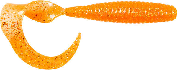 12pcs Orange 8 (w/Tail Extended) Curly Single Tail Perch Grub Lure 5 inch  Scampi Soft Bait