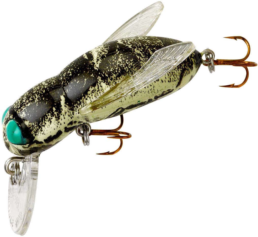Rebel Lure Company - Although technically a shallow crankbait, a Bumble Bug  does a great job of imitating a fly, bee or beetle struggling on the  surface. Work with twitches to make