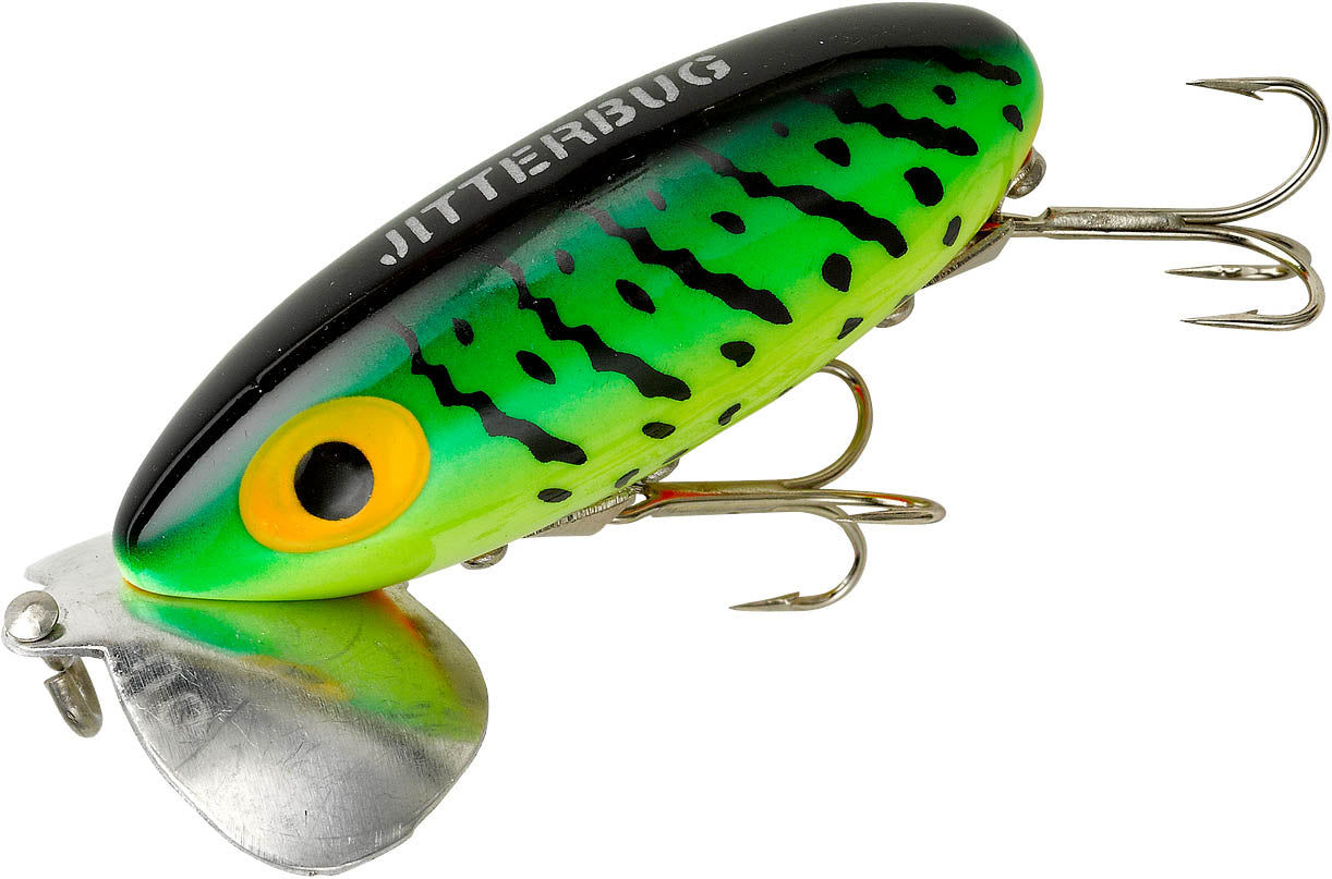  Arbogast Jitterbug Topwater Bass Fishing Lure - Excellent  For Night Fishing, Wounded Coach Dog, G630