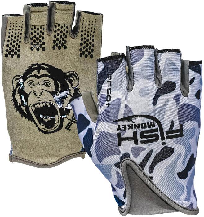 Fish Monkey Stubby Guide Glove Old School Camo Grey / Large