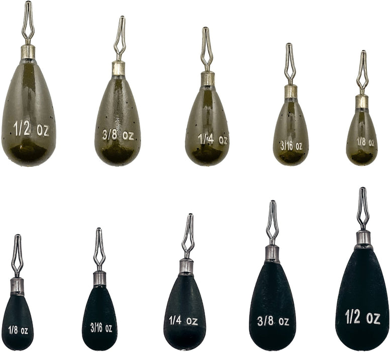 10-Pack 1 Oz Teardrop Drop Shot Weights For Freshwater Fishing - Lead Sinker Weights