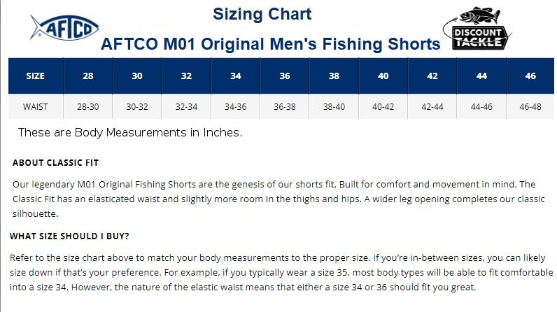 AFTCO M01L Original Long Men's Fishing Shorts