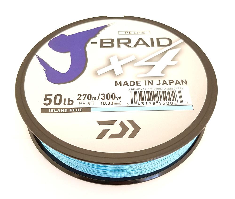 Daiwa J-Braid X4 Braided Line 300 Yards Island Blue — Discount Tackle