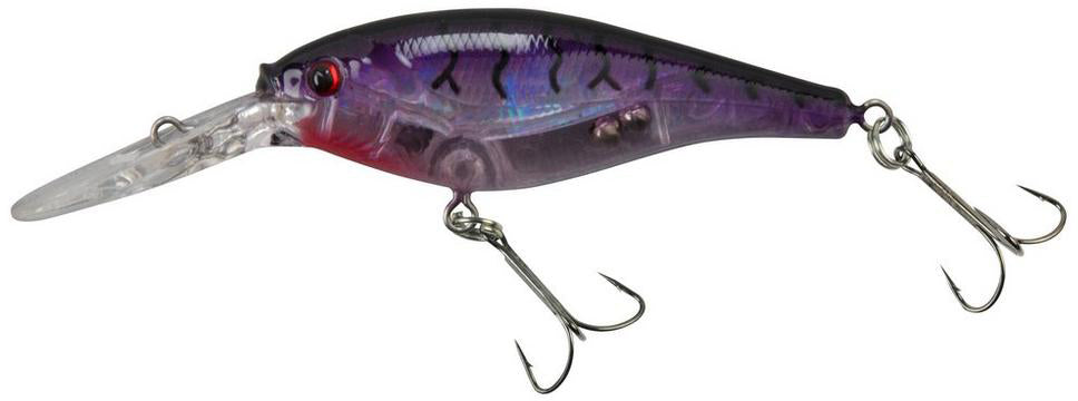 Berkley Flicker Shad Crankbait 2 Inch #8 Hooks 3/16 Ounce Purple Tiger  1202232