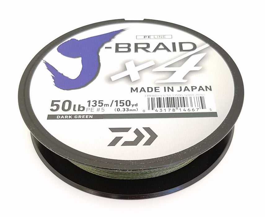 Daiwa J-Braid X4 Braided Line 150 Yards Dark Green 6 LB