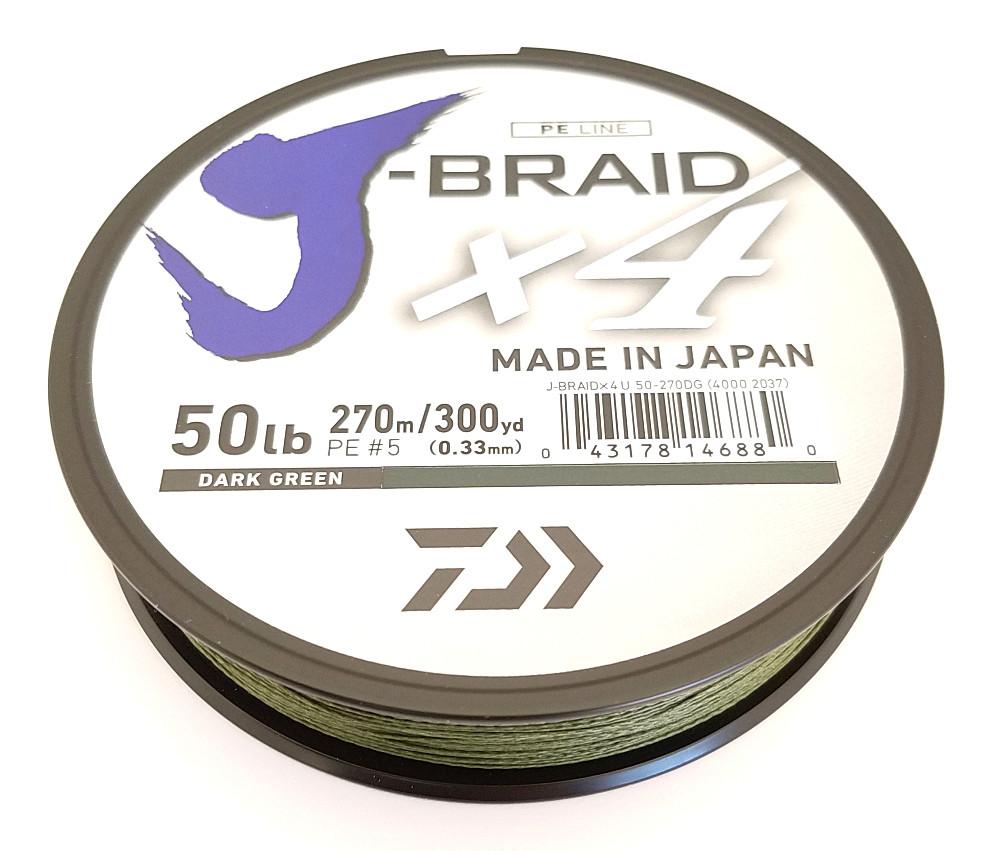 Daiwa J-Braid X4 Dark Green 300 Yards 65 lbs