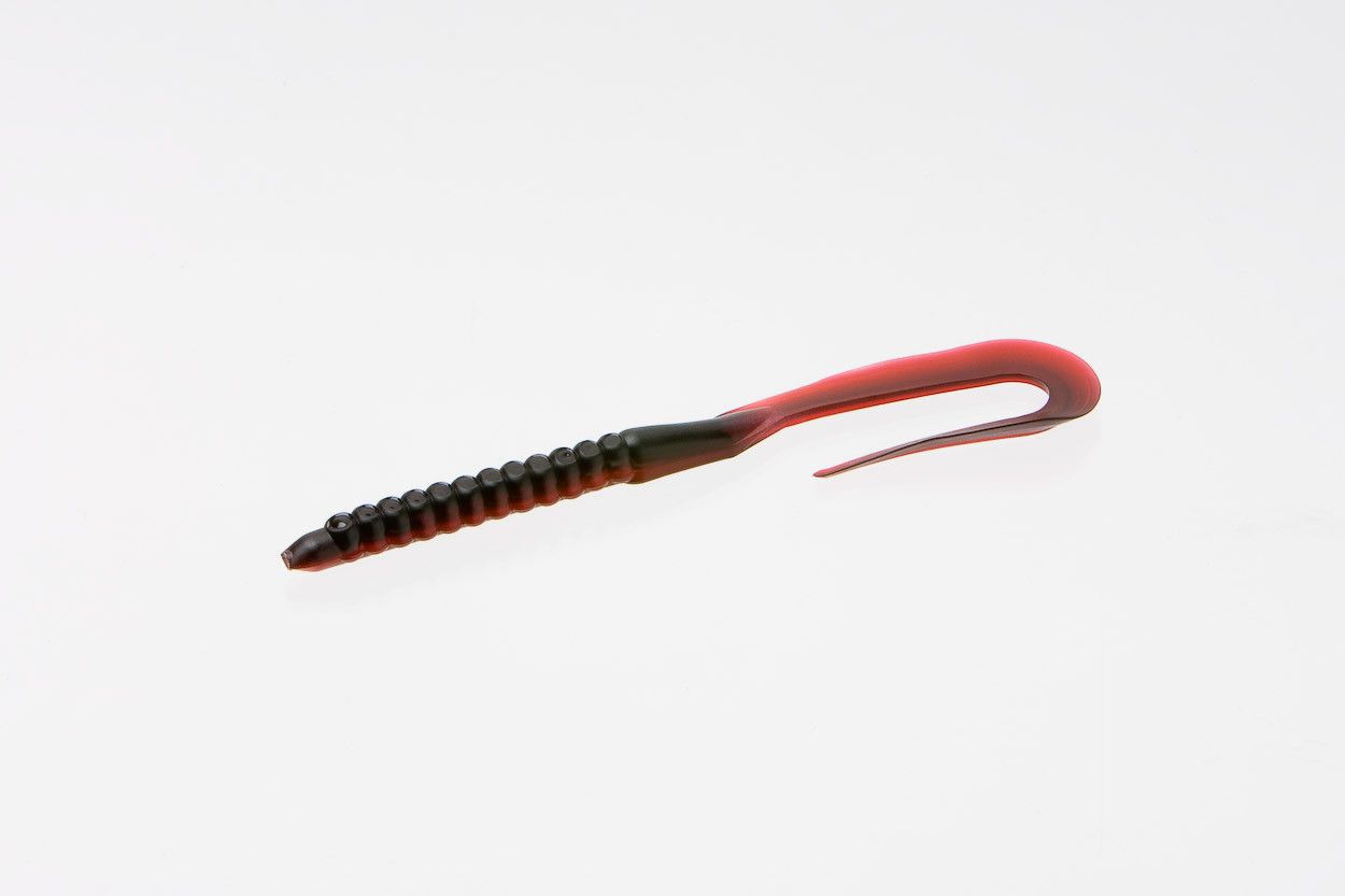  Zoom Bait U Tail Worm-Pack of 20 (Junebug Red, 6-Inch