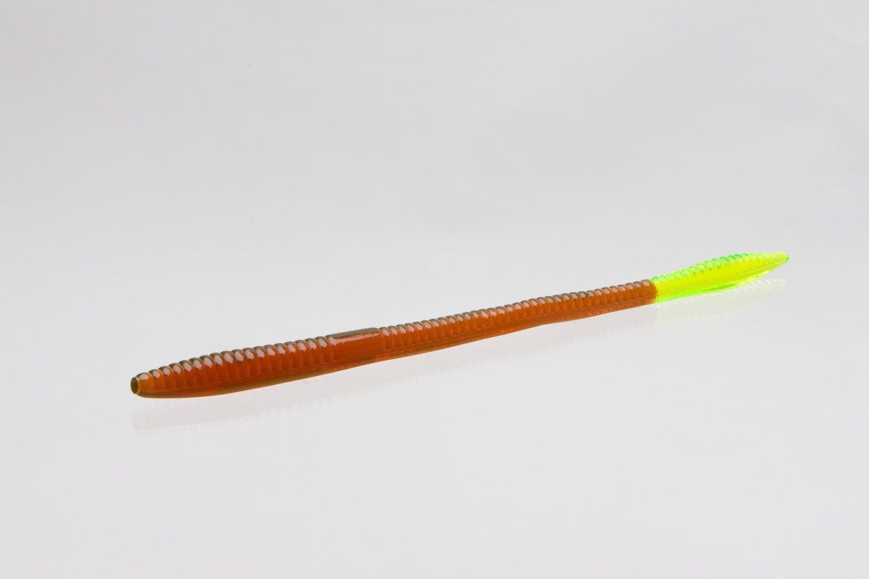 Zoom 006-006 Motoroil Chartreuse Tail Trick Worm 6.75 Bait Soft Lure (20 Pack)