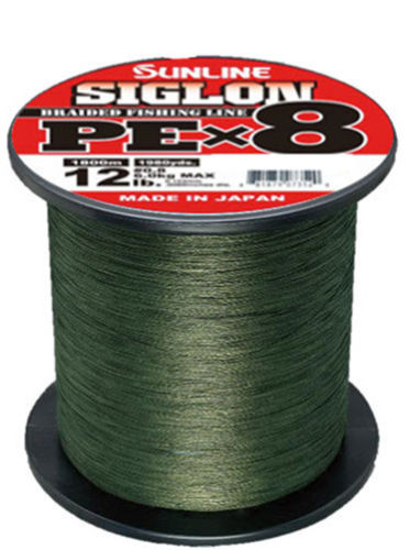 green braided fishing line Sunline Siglon PEx8 Dark Green Braid 1980 Yards Braided Fishing Line 20 lb