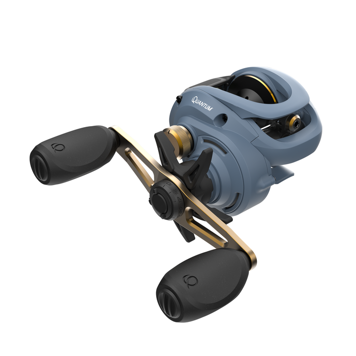 Quantum Smoke X Baitcast Reel and Fishing Rod Combo, 1-Piece Fishing Pole  with Split-Grip EVA Rod Handle, Right-Hand Retrieve, Blue