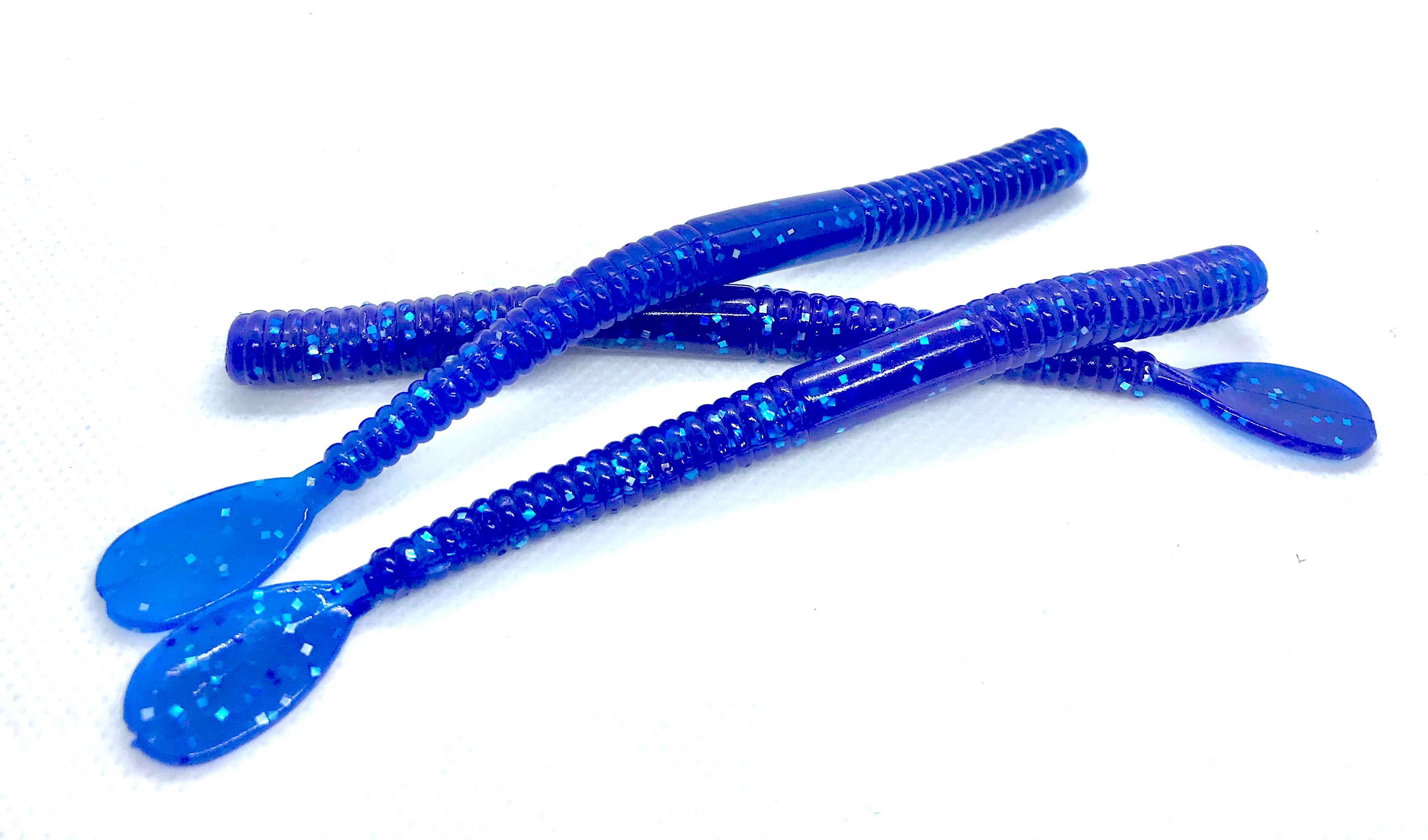 BnR Tackle Holey Worms Steelhead Soft Plastic Worms 8 Pack True Blue / 5 inch