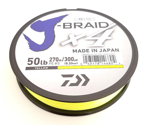 Daiwa J-Braid X4 Braided Line 300 Yards Fluorescent Yellow 6 LB